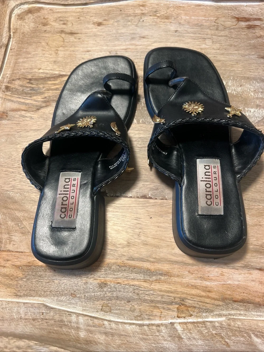 Carolina Sun & Star Black Girls' Embellished Thong Sandals